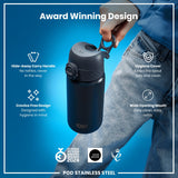 Leak Proof Water Bottle, Stainless Steel, Ash Navy, 13oz