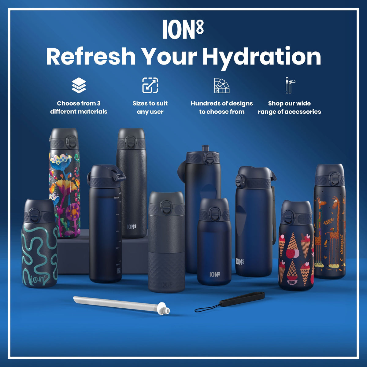 Leak Proof Water Bottle, Stainless Steel, Ash Navy, 40oz