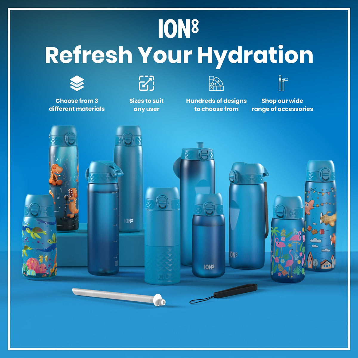 Leak Proof Slim Thermal Steel Water Bottle, Insulated, Blue, 17oz