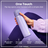 Leak Proof Slim Thermal Steel Water Bottle, Insulated, Light Purple, 17oz