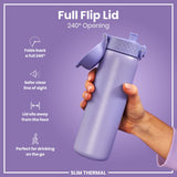 Leak Proof Slim Thermal Steel Water Bottle, Insulated, Light Purple, 17oz
