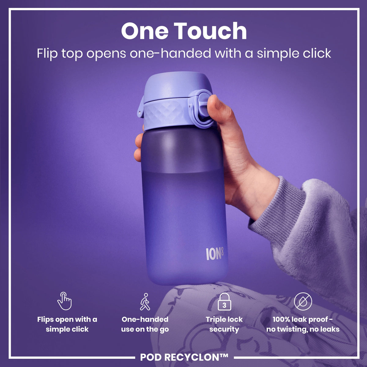 Leak Proof Kids' Water Bottle, Recyclon, Light Purple, 12oz
