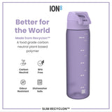 Leak Proof Slim Water Bottle, Recyclon, Light Purple, 18oz