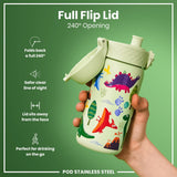 Leak Proof Water Bottle, Stainless Steel, Dinosaurs, 13oz
