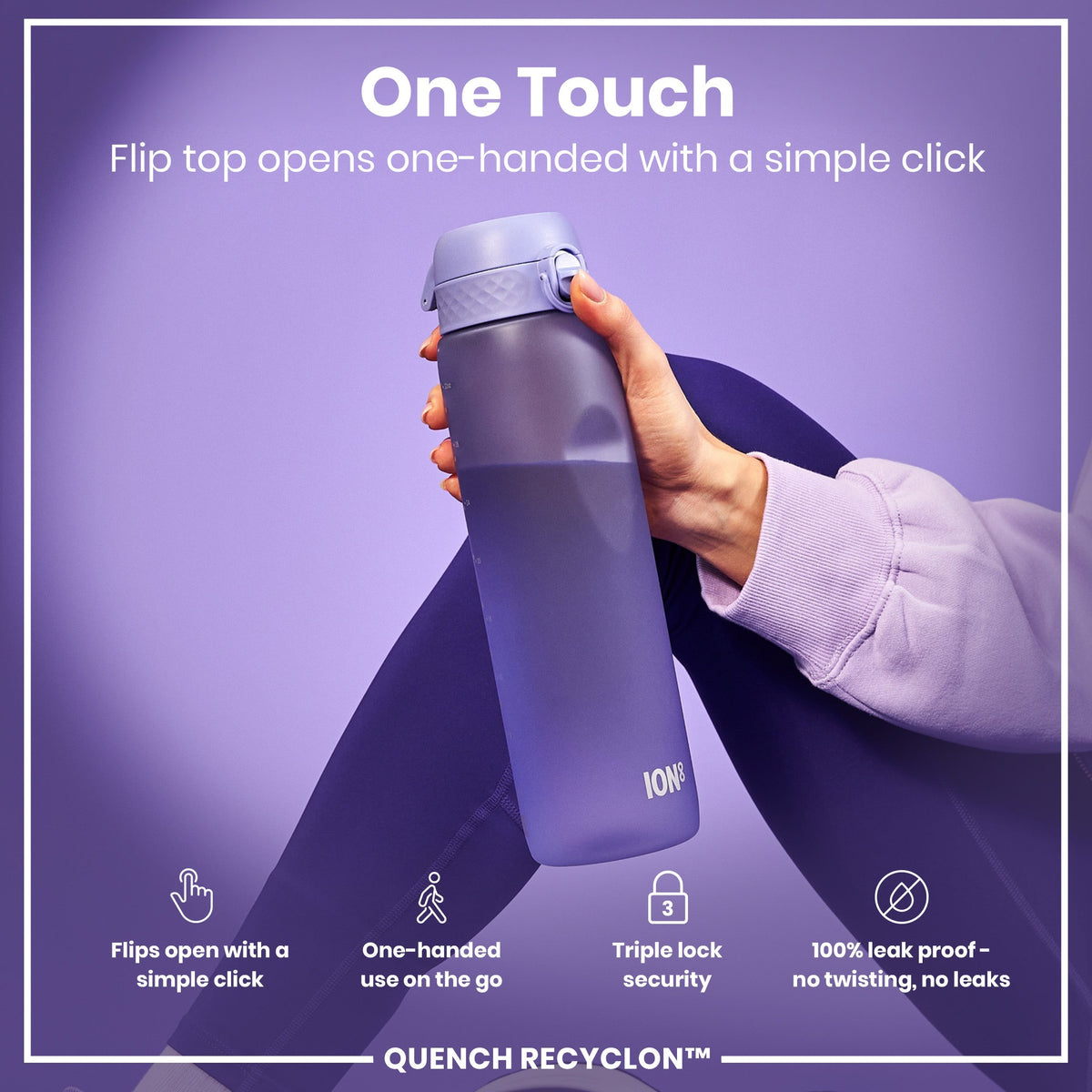 Leak Proof Water Bottle, Recyclon, Light Purple, 34oz