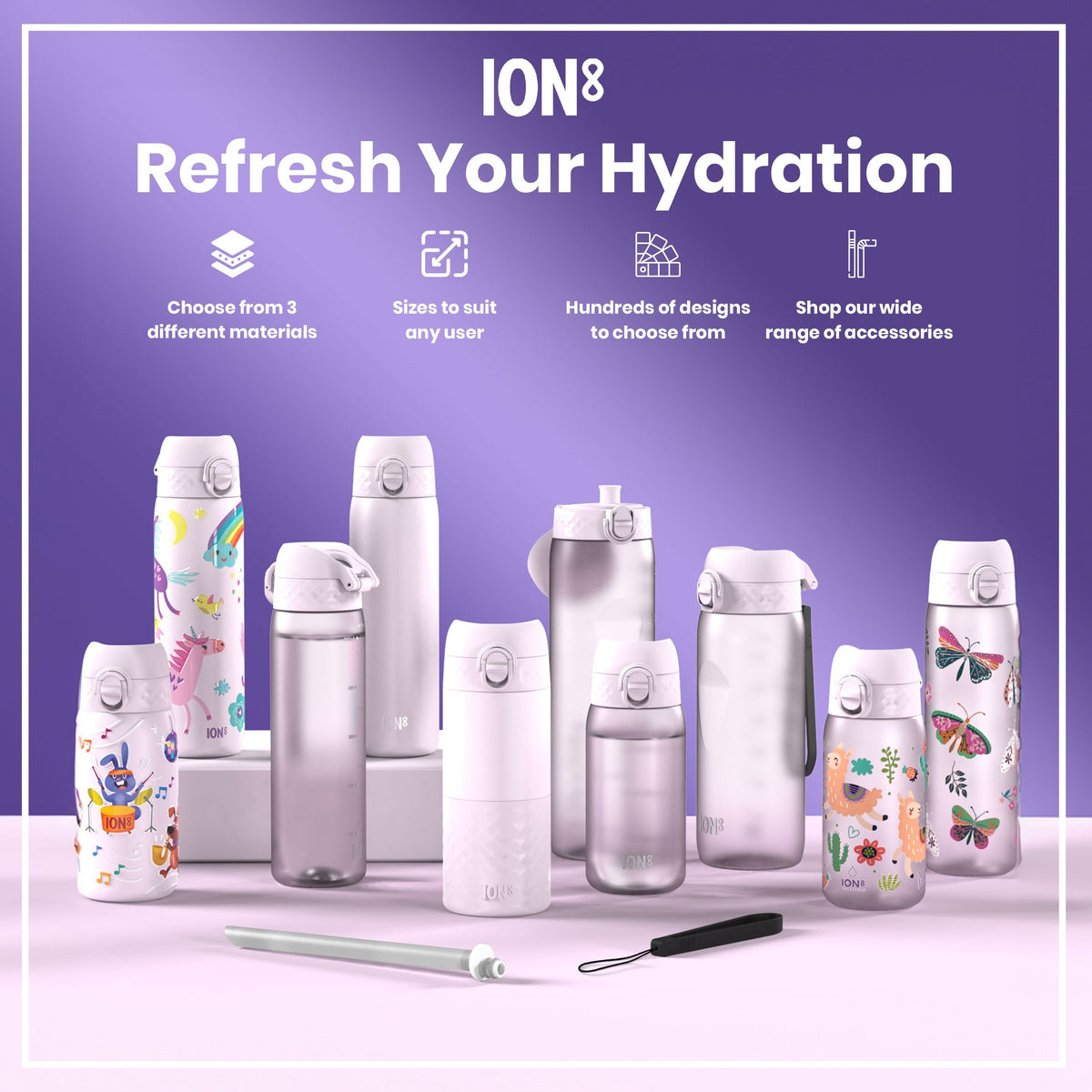 Leak Proof Water Bottle, Recyclon, Light Purple, 34oz