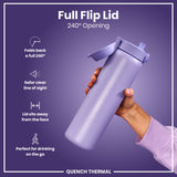 Leak Proof Thermal Water Bottle, Insulated, Light Purple, 31oz