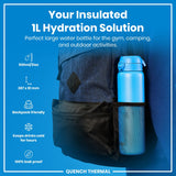 Leak Proof Thermal Water Bottle, Insulated, Blue, 31oz