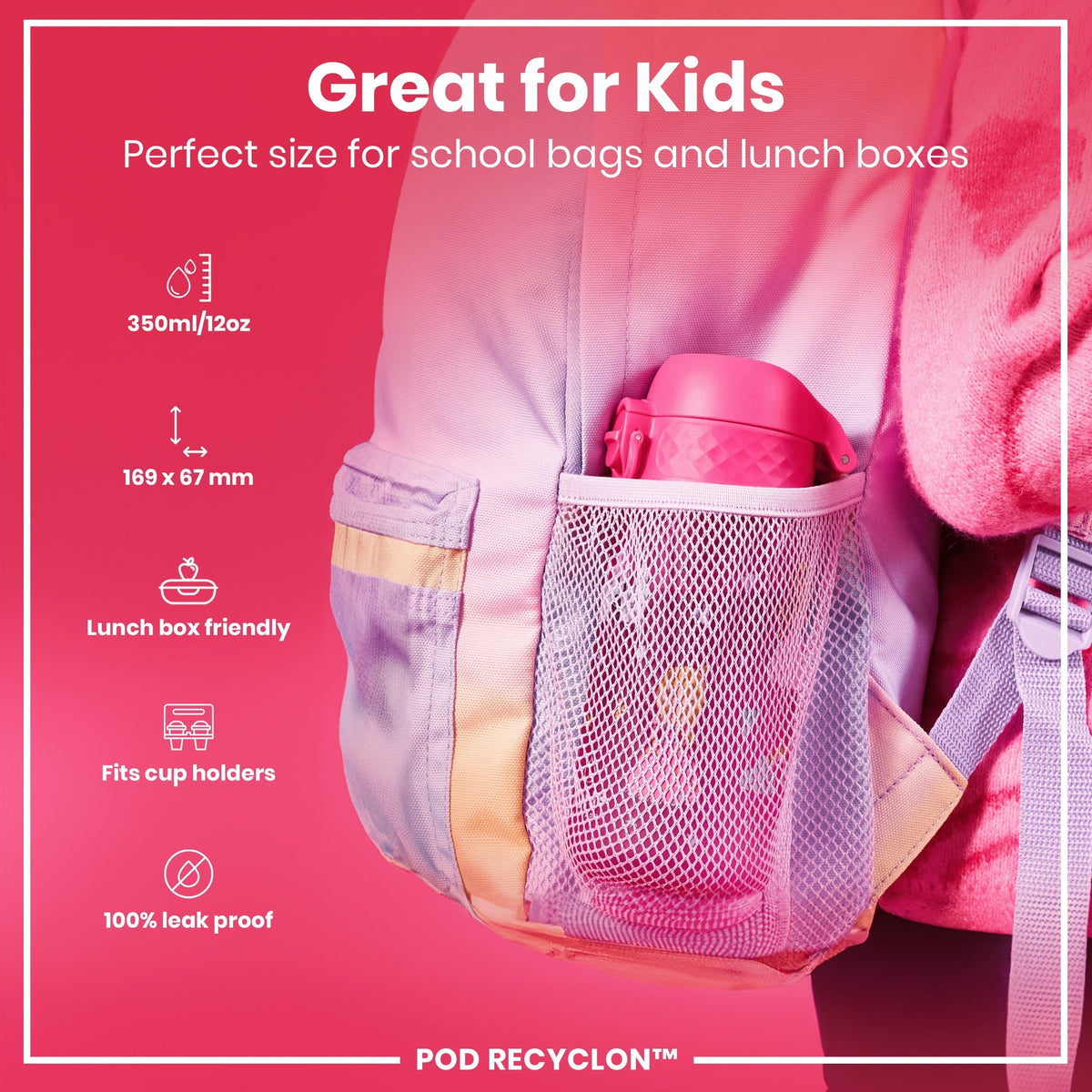Leak Proof Kids Water Bottle, Recyclon, Princess, 12oz