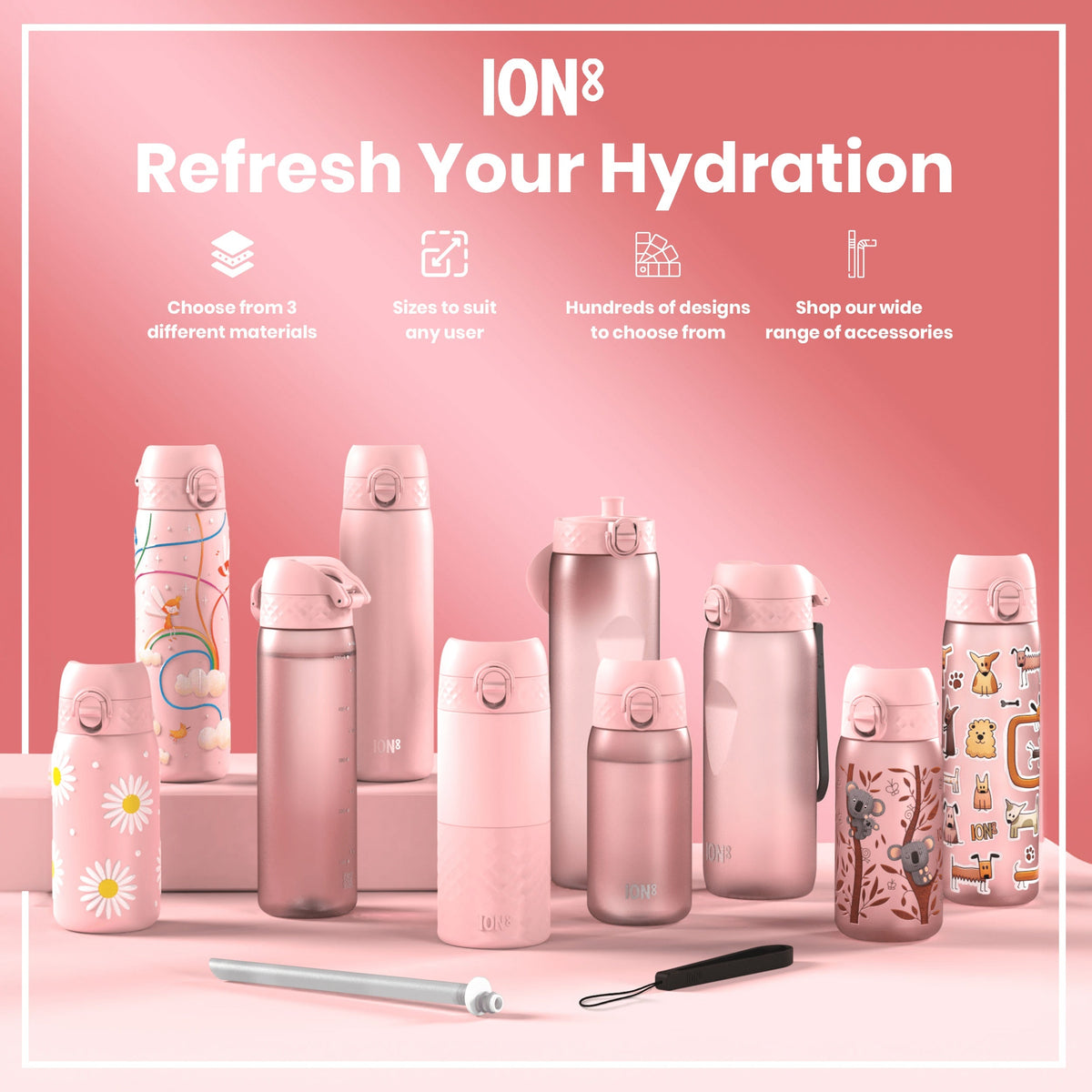 Leak Proof Kids Water Bottle, Recyclon, Unicorns, 12oz