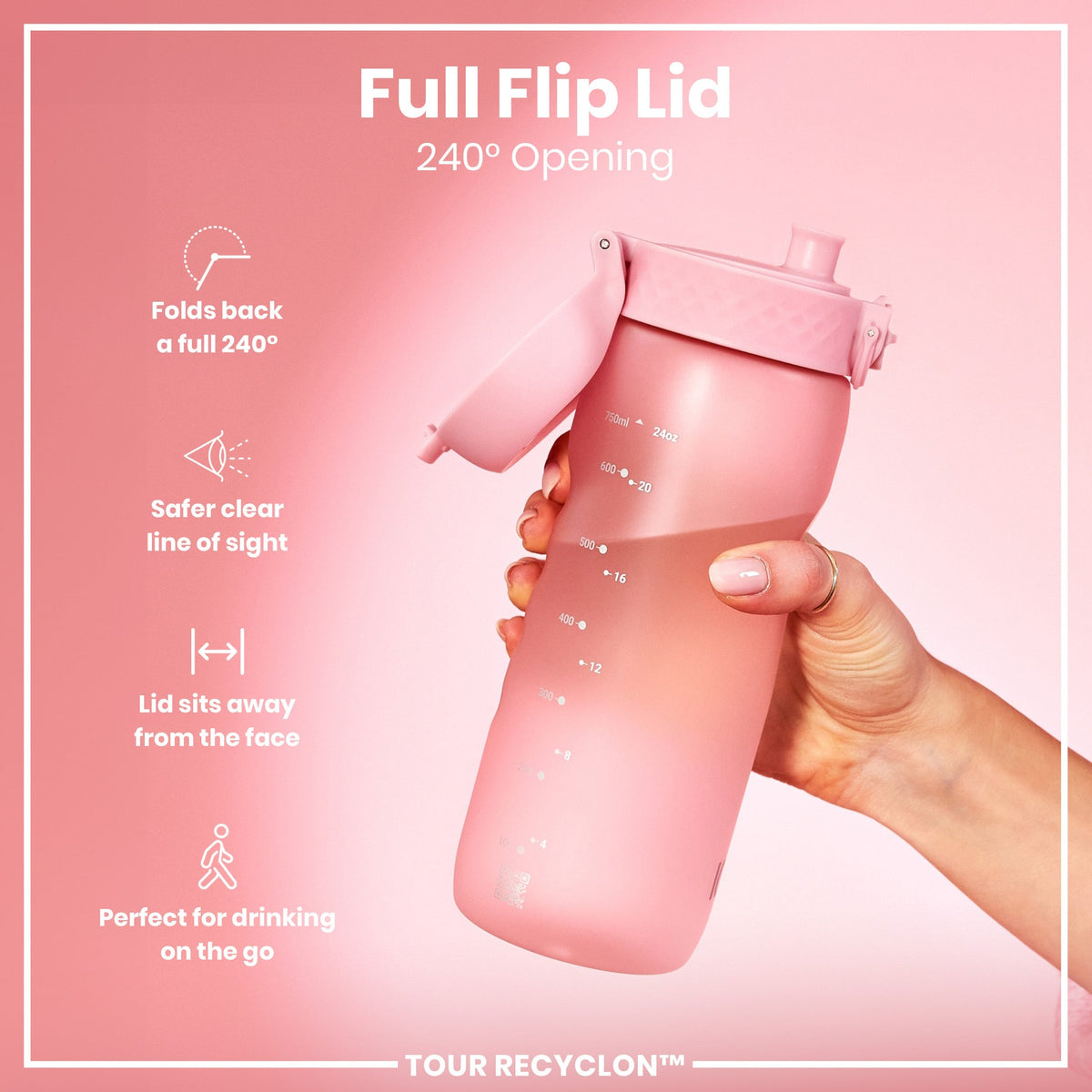 Bottle, Recyclon, Rose Quartz, 24oz