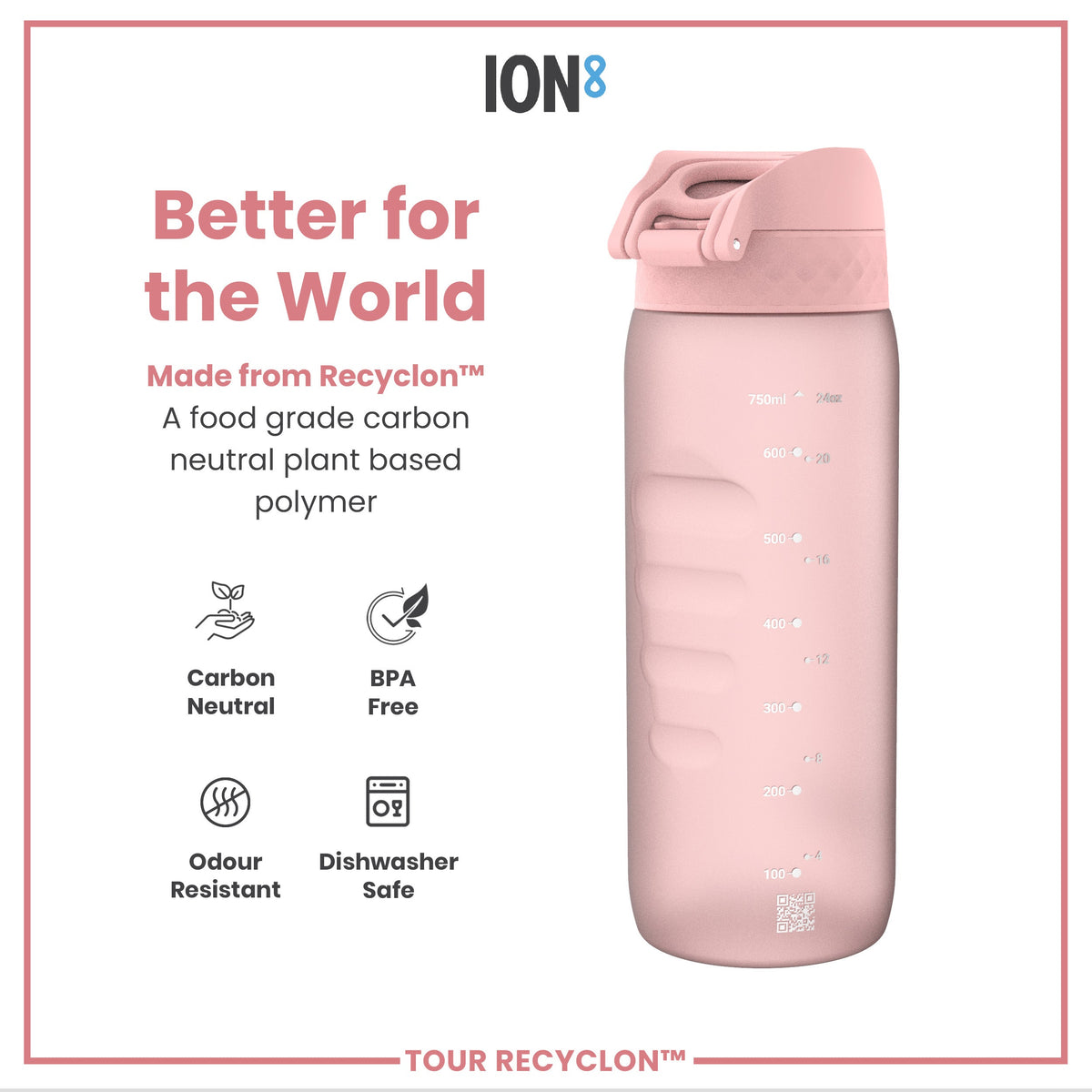 Bottle, Recyclon, Rose Quartz, 24oz
