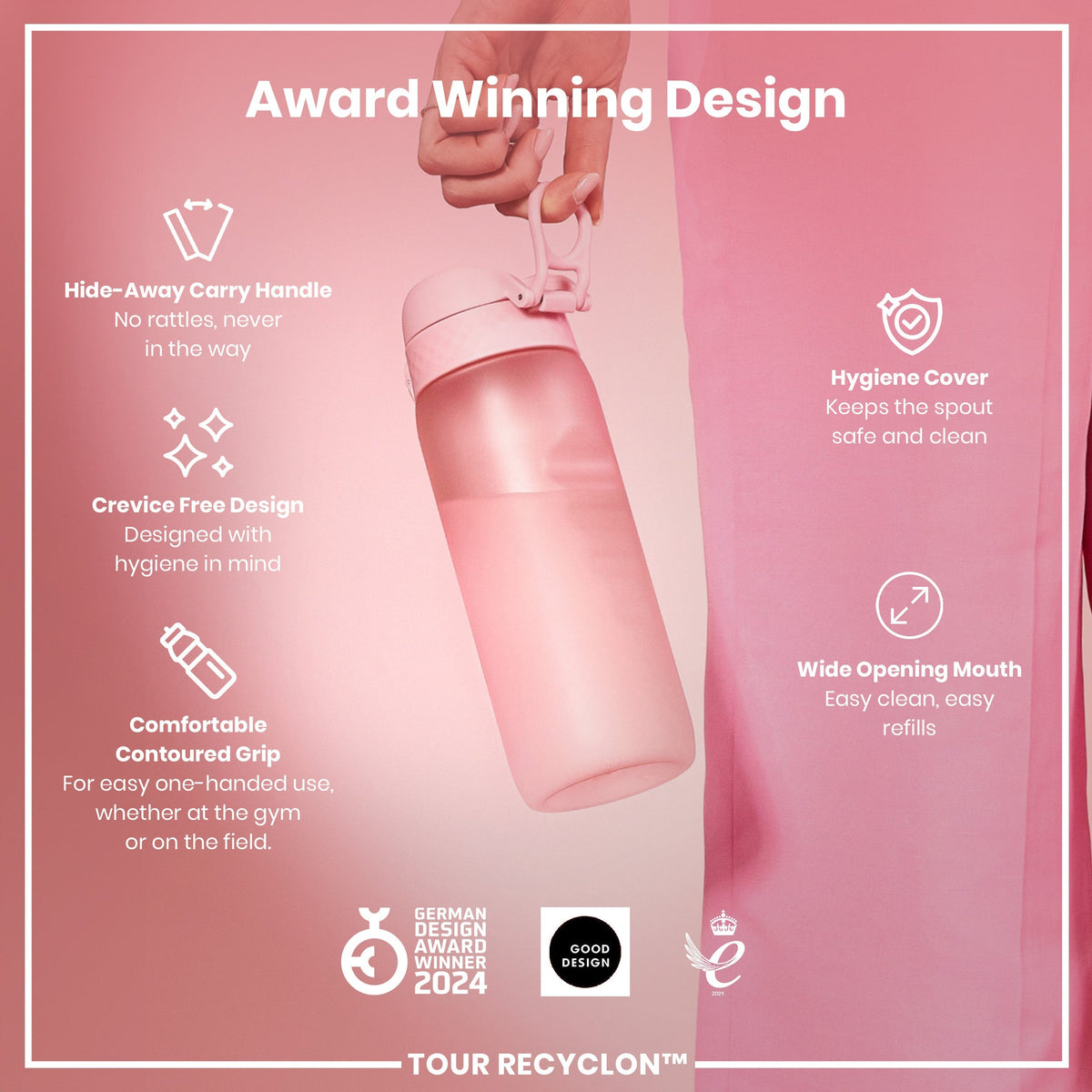 Bottle, Recyclon, Rose Quartz, 24oz