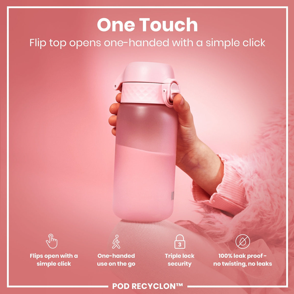 Leak Proof Kids Water Bottle, Recyclon, Rose Quartz, 12oz