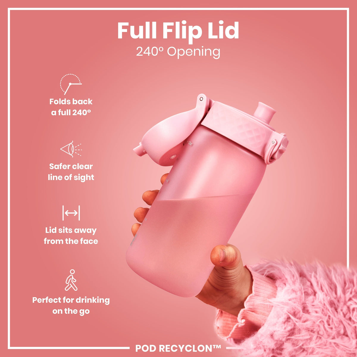 Leak Proof Kids Water Bottle, Recyclon, Rose Quartz, 12oz