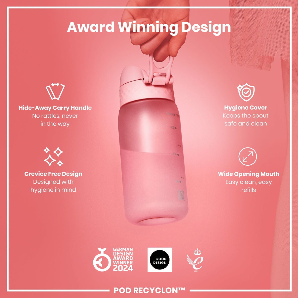 Leak Proof Kids Water Bottle, Recyclon, Rose Quartz, 12oz