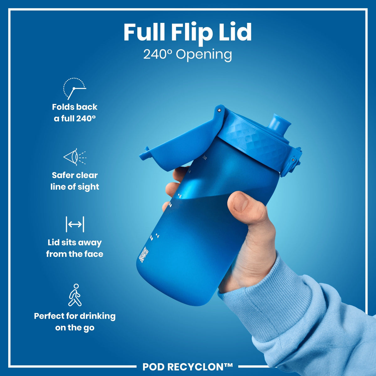 Leak Proof Kids Water Bottle, Recyclon, Blue, 12oz