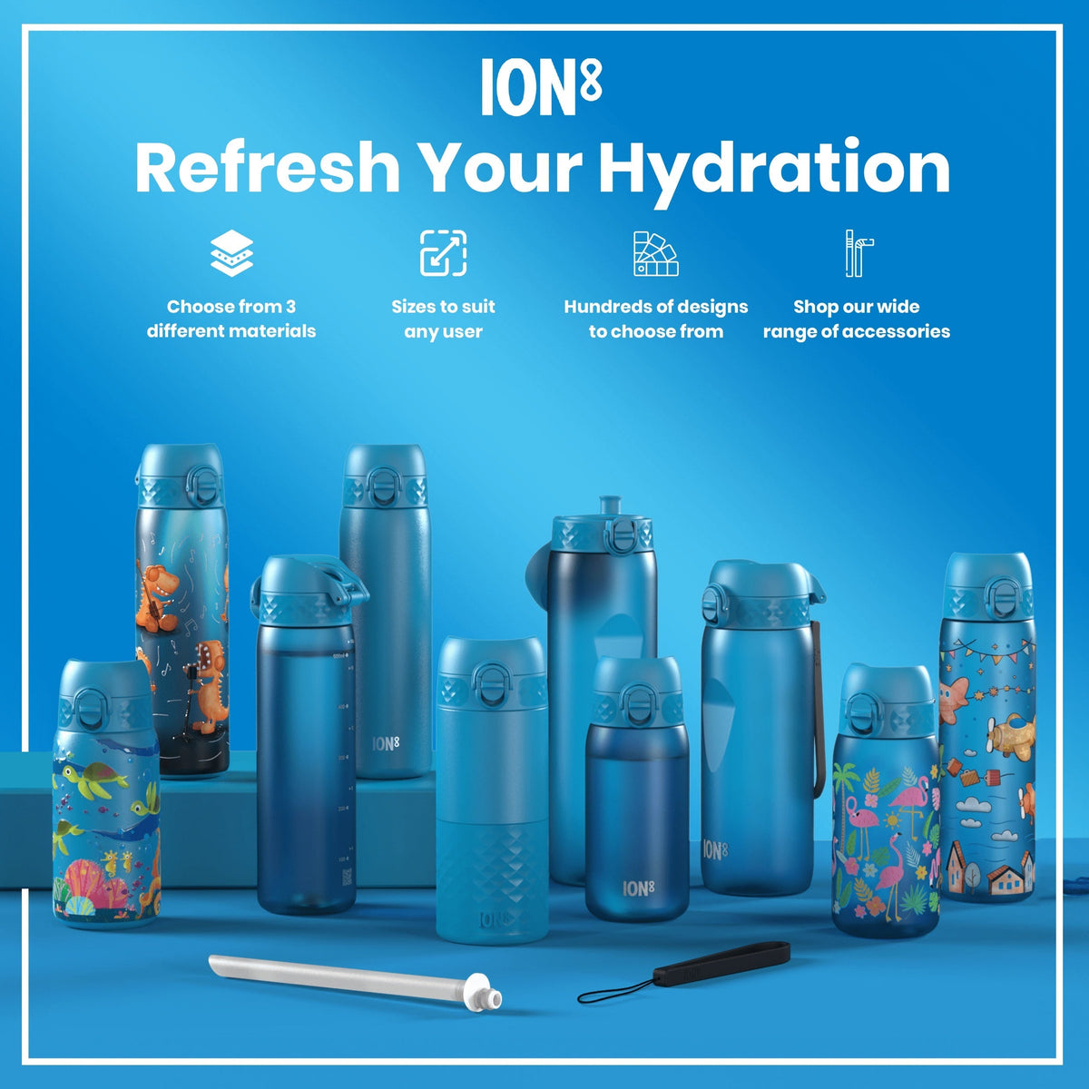 Leak Proof Kids Water Bottle, Recyclon, Blue, 12oz
