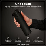Leak Proof Slim Water Bottle, Recyclon, Black, 18oz