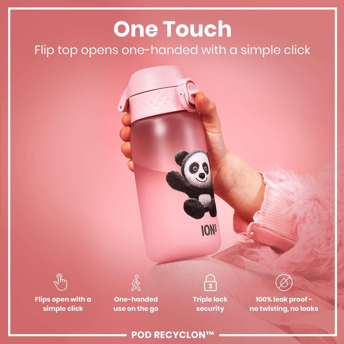 Leak Proof Kids Water Bottle, Recyclon, Panda, 12oz