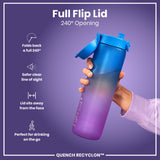 Leak Proof Water Bottle with Times to Drink, Recyclon, Blue & Pink, 34oz