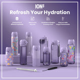 Leak Proof Water Bottle with Times to Drink, Recyclon, Blue & Pink, 34oz