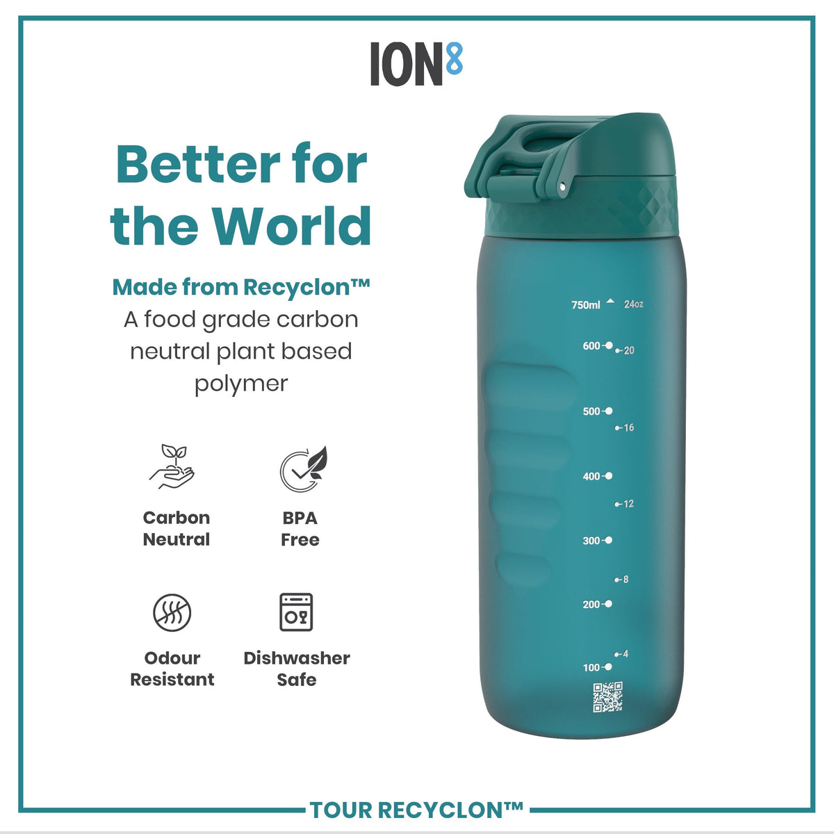Bottle, Recyclon, Aqua, 24oz