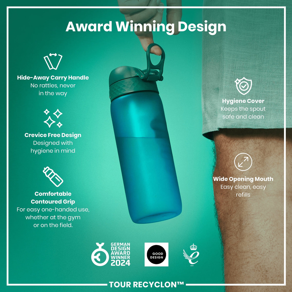 Bottle, Recyclon, Aqua, 24oz