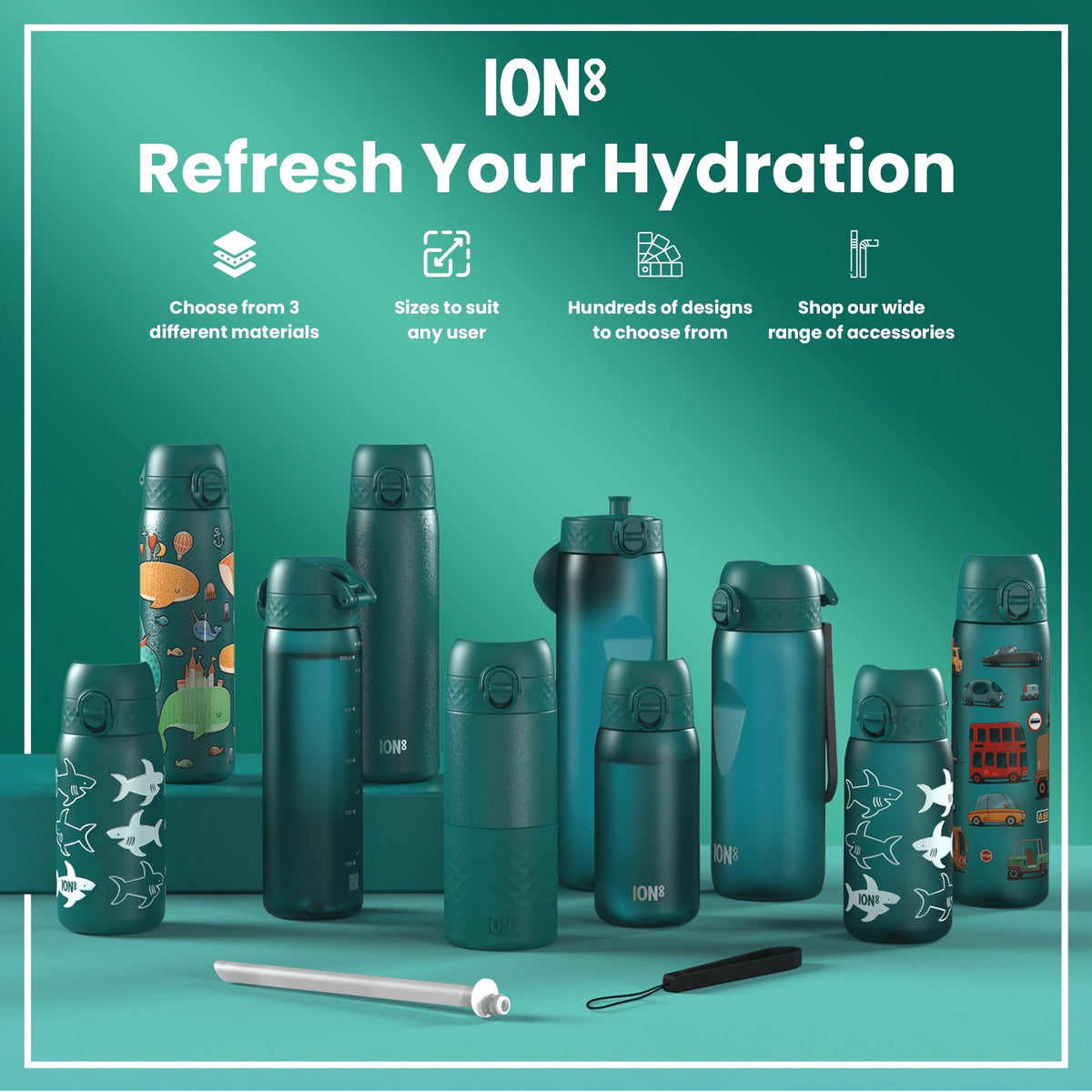 Leak Proof Slim Water Bottle, Recyclon, Camouflage, 18oz