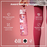 Leak Proof Slim Water Bottle, Recyclon, Unicorn Rainbows, 18oz