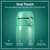 Leak Proof Slim Water Bottle, Stainless Steel, Teal, 20oz