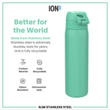 Leak Proof Slim Water Bottle, Stainless Steel, Teal, 20oz