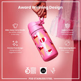 Leak Proof Kids Water Bottle, Stainless Steel, Ice Creams, 13oz