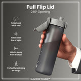 Leak Proof Slim Water Bottle, Recyclon, Gray, 18oz