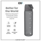 Leak Proof Slim Water Bottle, Recyclon, Gray, 18oz