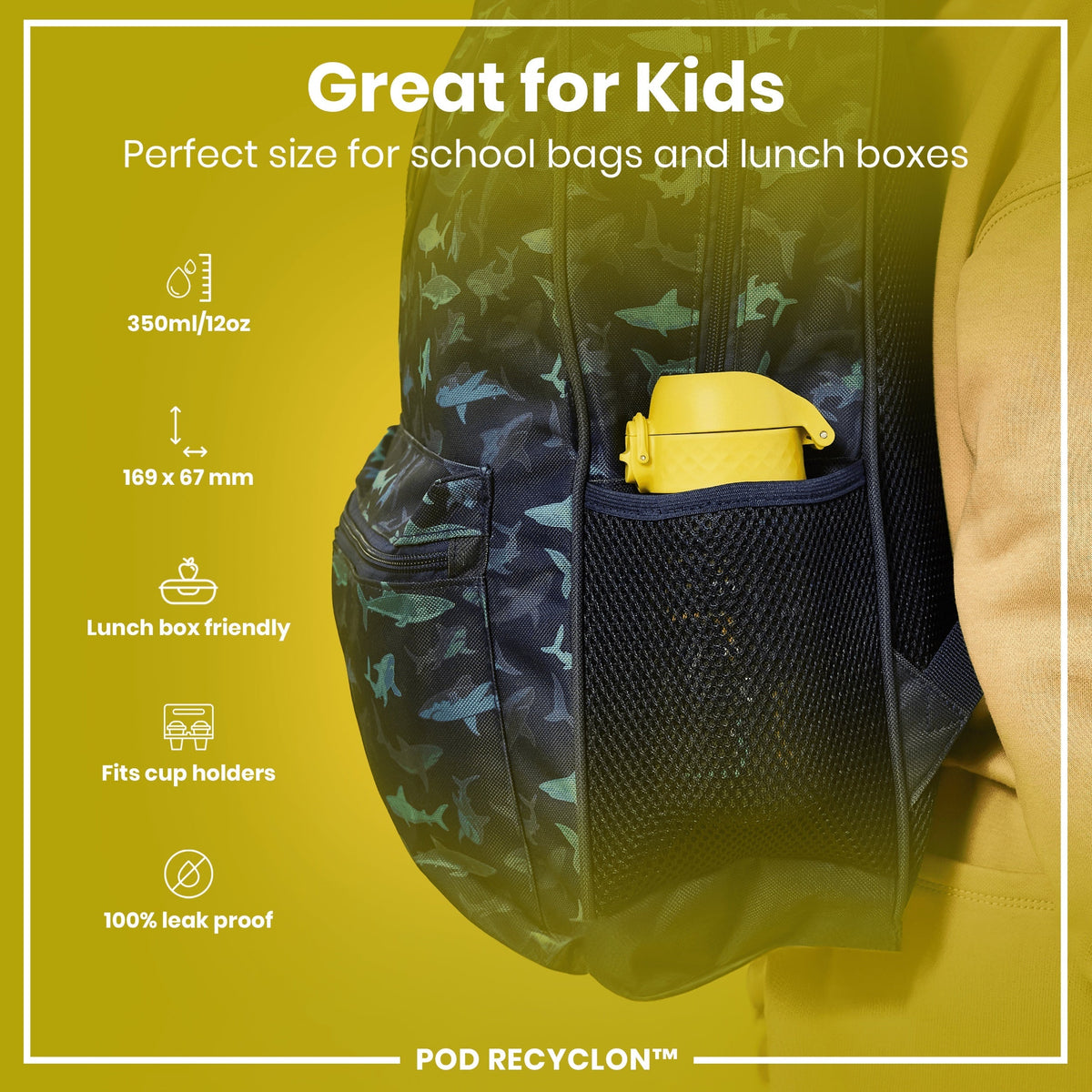Leak Proof Kids Water Bottle, Recyclon, Snakes, 12oz