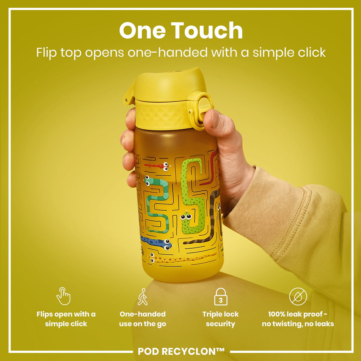 Leak Proof Kids Water Bottle, Recyclon, Snakes, 12oz