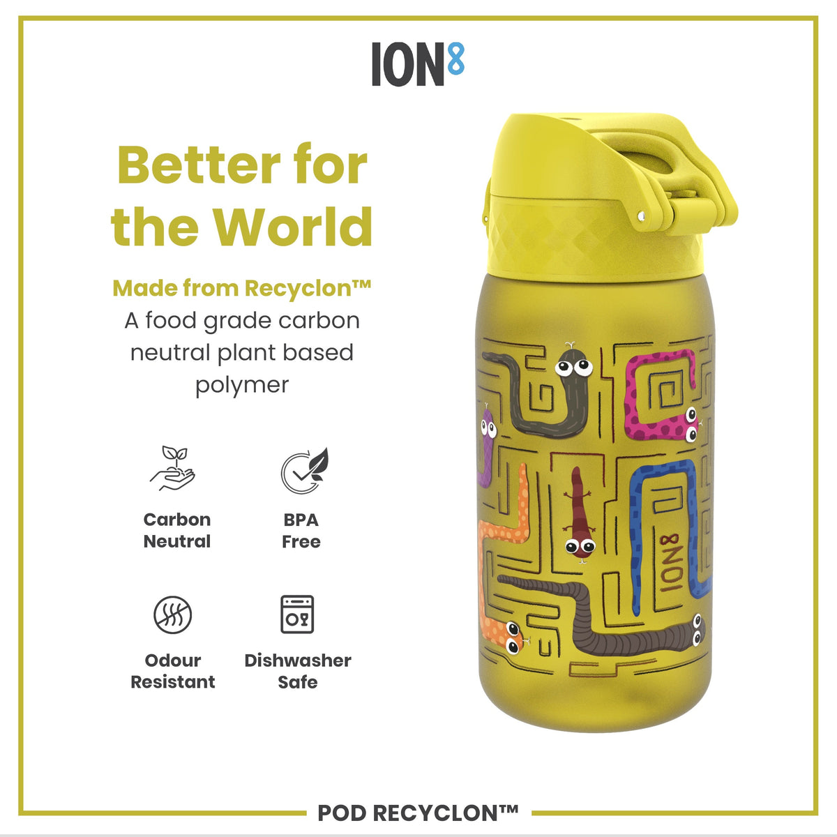 Leak Proof Kids Water Bottle, Recyclon, Snakes, 12oz