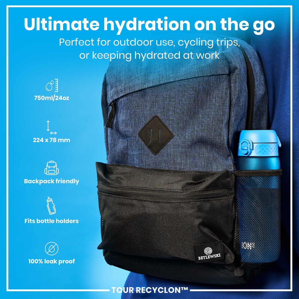 Bottle, Recyclon, Blue, 24oz