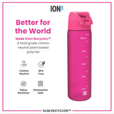 Leak Proof Slim Water Bottle, Recyclon, Pink, 18oz