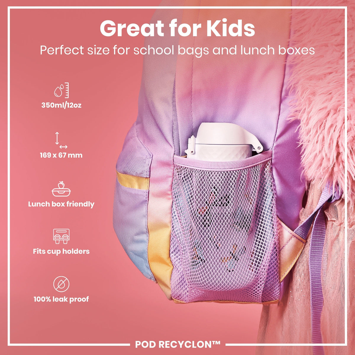 Leak Proof Kids Water Bottle, Recyclon, Butterflies, 12oz