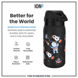 Leak Proof Kids Water Bottle, Stainless Steel, Space, 13oz