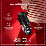 Leak Proof Kids Water Bottle, Stainless Steel, Space, 13oz