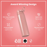 Leak Proof Slim Water Bottle, Stainless Steel, Ash Rose, 20oz