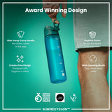 Leak Proof Slim Water Bottle, Recyclon, Aqua, 18oz