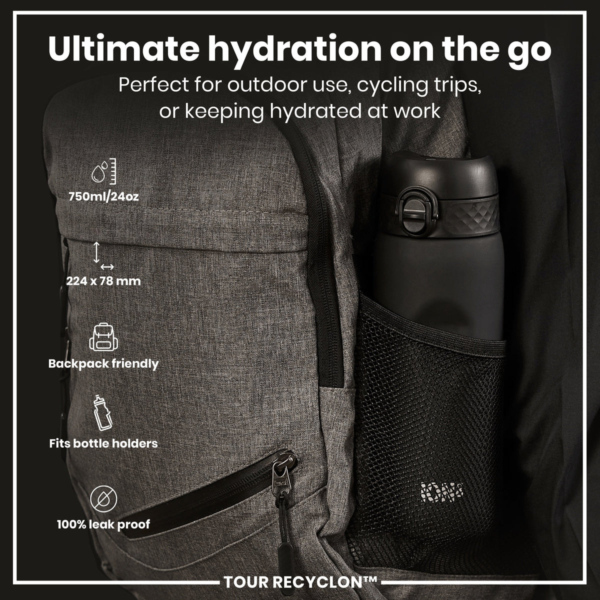 Bottle, Recyclon, Black, 24oz