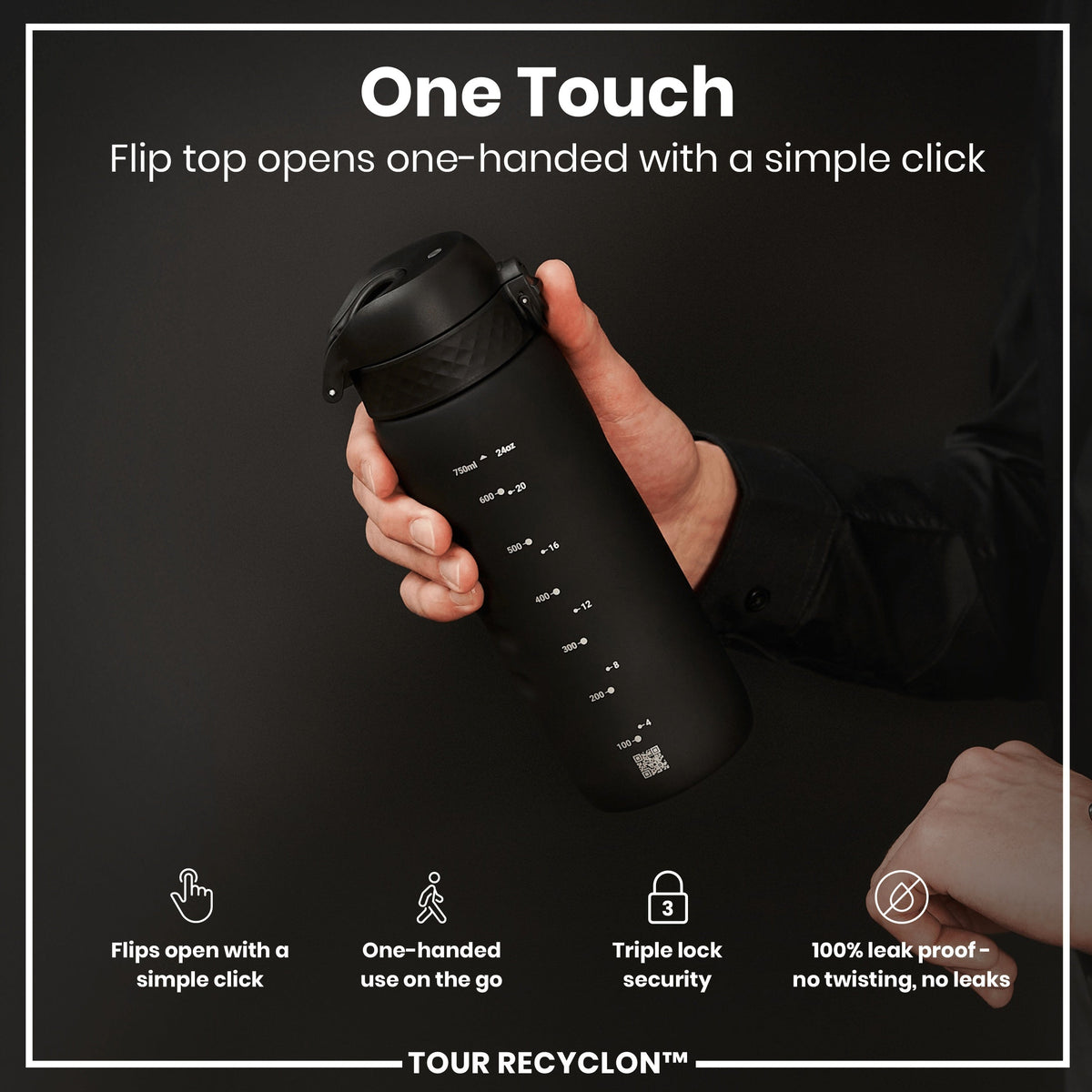 Bottle, Recyclon, Black, 24oz