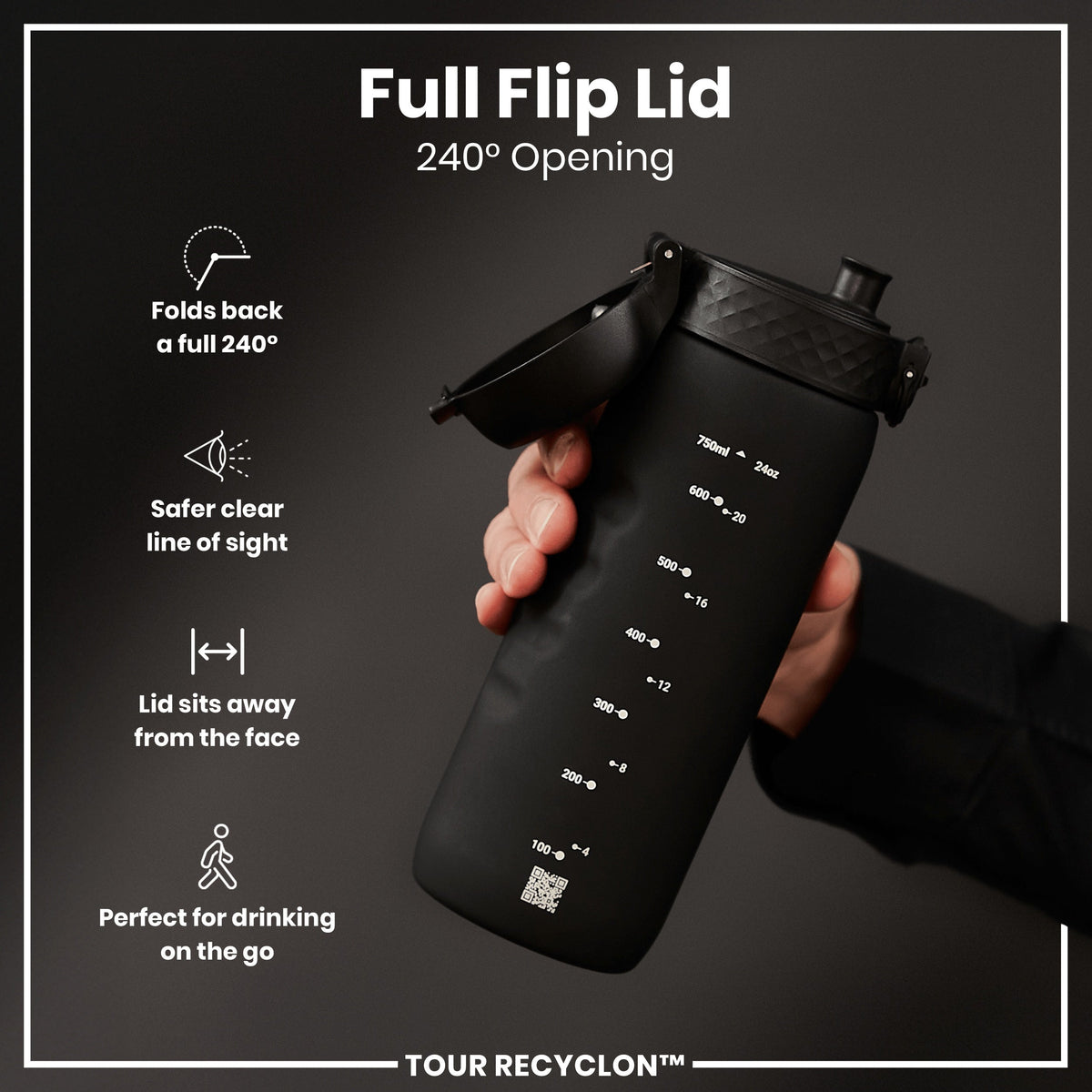 Bottle, Recyclon, Black, 24oz