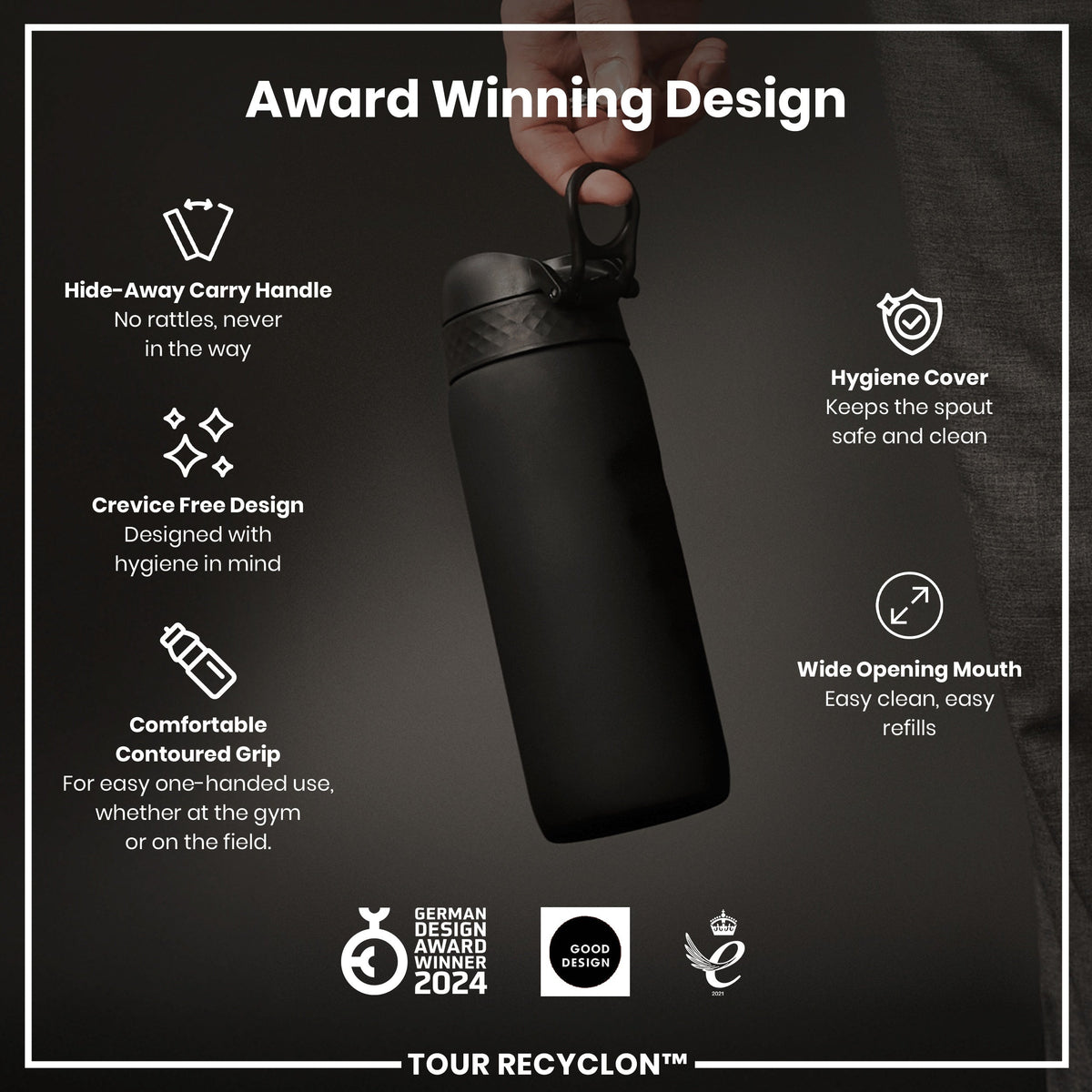 Bottle, Recyclon, Black, 24oz