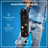 Leak Proof Slim Water Bottle, Recyclon, Spaceships, 18oz